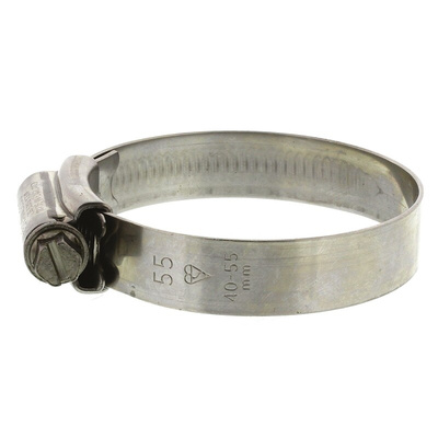HI-GRIP Stainless Steel Slotted Hex Worm Drive, 13mm Band Width, 40 → 55mm ID