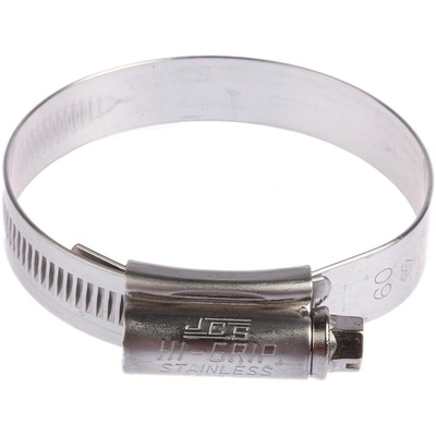 HI-GRIP Stainless Steel Slotted Hex Worm Drive, 13mm Band Width, 45 → 60mm ID