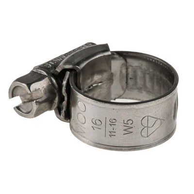 RS PRO Stainless Steel 316 Slotted Hex Hose Clip, 12.3mm Band Width, 11 → 16mm ID