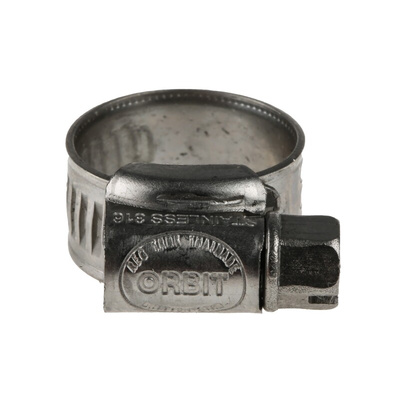 RS PRO Stainless Steel 316 Slotted Hex Hose Clip, 12.3mm Band Width, 11 → 16mm ID