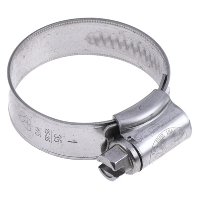 RS PRO Stainless Steel 316 Slotted Hex Hose Clip, 14.7mm Band Width, 25 → 35mm ID