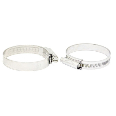 RS PRO Stainless Steel 316 Slotted Hex Hose Clip, 14.7mm Band Width, 60 → 80mm ID