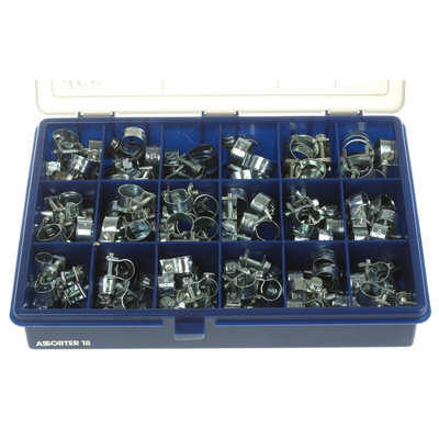 JCS Hi-Torque 157 Piece Steel Bolt Drive Hose Clip Kit, 7 → 9mm and 16 → 18mm Inside Diameter