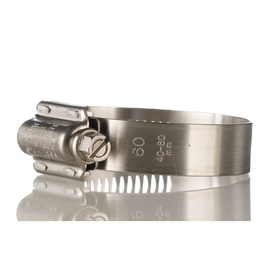HI-TORQUE Stainless Steel Slotted Hex Worm Drive, 16mm Band Width, 40 → 60mm ID