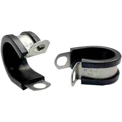 RS PRO 19mm Black, Stainless Steel P Clip