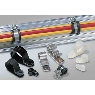 HellermannTyton 8mm Black, Natural, Aluminium P Clip