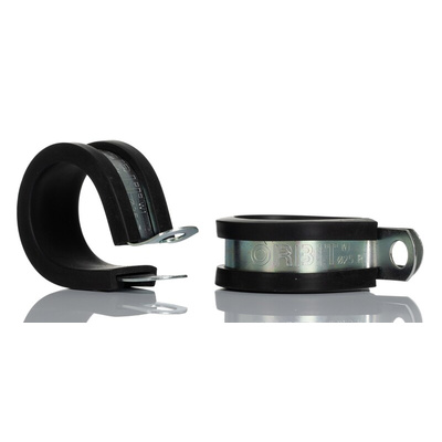 RS PRO 25mm Black, Mild Steel P Clip