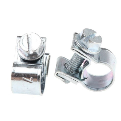 JCS Mild Steel Bolt Head Hose Clip, 0.6mm Band Width, 17mm ID