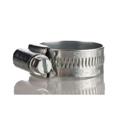 Jubilee Zinc-Plated Mild Steel Slotted Hex Worm Drive, 13mm Band Width, 22 → 30mm ID