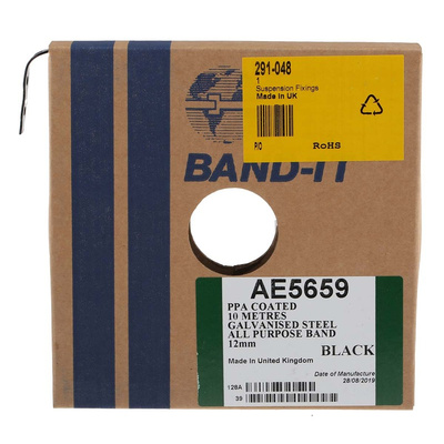RS PRO Galvanised Steel Plastic Coated Fixing Strap, 10m x 12mm