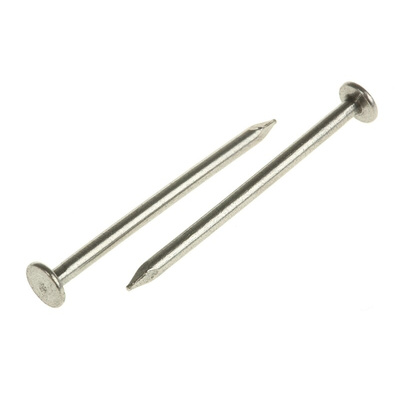 RS PRO Bright Steel Round Nails; 40mm x 2.36mm; 500g Bag
