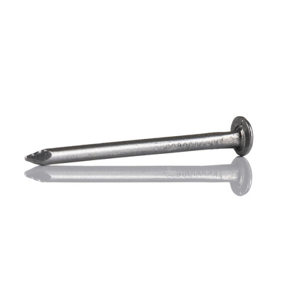 RS PRO Bright Steel Round Nails; 25mm x 25mm; 500g Bag