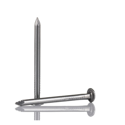 RS PRO Bright Steel Round Nails; 25mm x 25mm; 500g Bag
