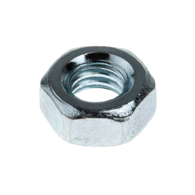 RS PRO, Bright Zinc Plated Steel Hex Nut, DIN 934, M4