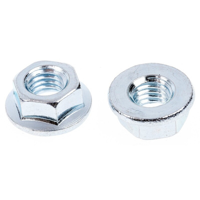 RS PRO, Bright Zinc Plated Steel Flanged Hex Nut, DIN 6923, M5