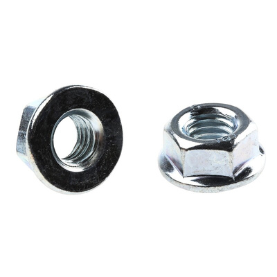 RS PRO, Bright Zinc Plated Steel Flanged Hex Nut, DIN 6923, M8