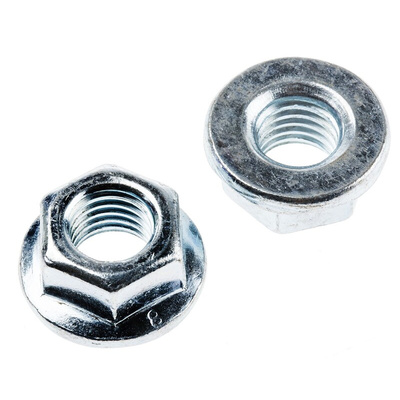 RS PRO, Bright Zinc Plated Steel Flanged Hex Nut, DIN 6923, M12