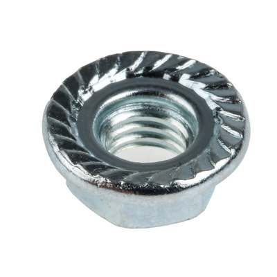 RS PRO, Bright Zinc Plated Steel Flanged Hex Nut, DIN 6923, M5