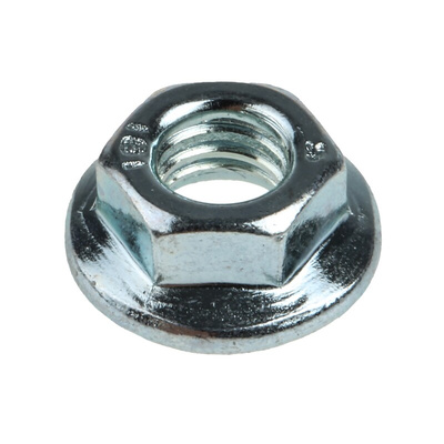 RS PRO, Bright Zinc Plated Steel Flanged Hex Nut, DIN 6923, M5