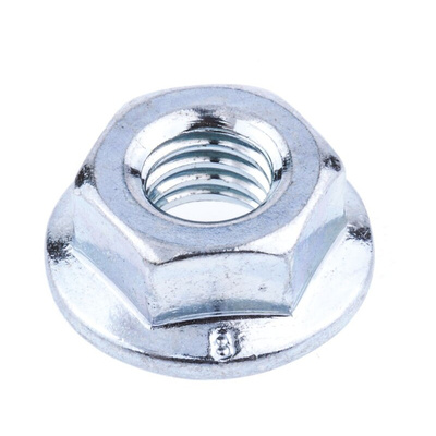 RS PRO, Bright Zinc Plated Steel Flanged Hex Nut, DIN 6923, M6