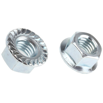 RS PRO, Bright Zinc Plated Steel Flanged Hex Nut, DIN 6923, M12