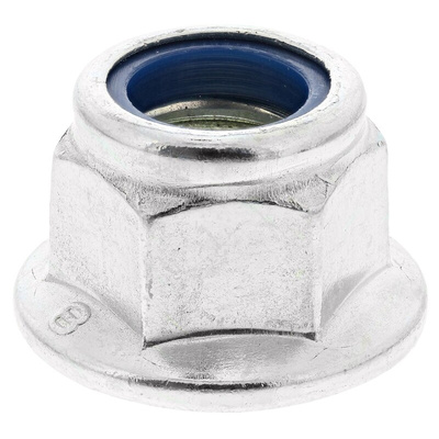 RS PRO, Bright Zinc Plated Steel Lock Nut, DIN 6926, M12