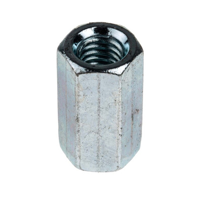 18mm Bright Zinc Plated Steel Coupling Nut, M6