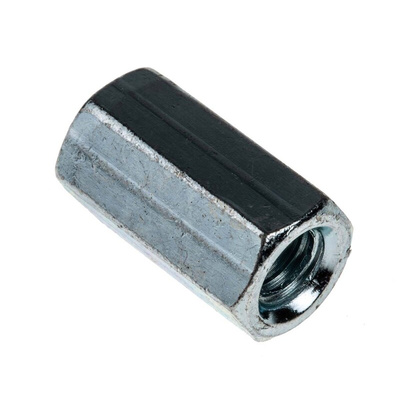 18mm Bright Zinc Plated Steel Coupling Nut, M6