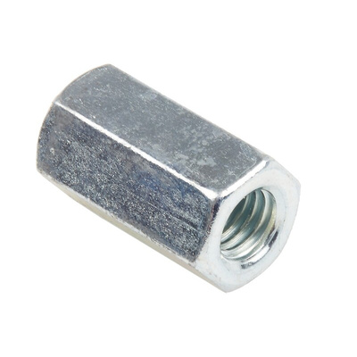 24mm Bright Zinc Plated Steel Coupling Nut, M8
