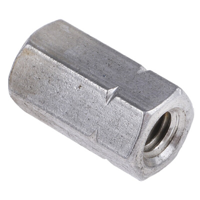 18mm Plain Stainless Steel Coupling Nut, M6, A2 304
