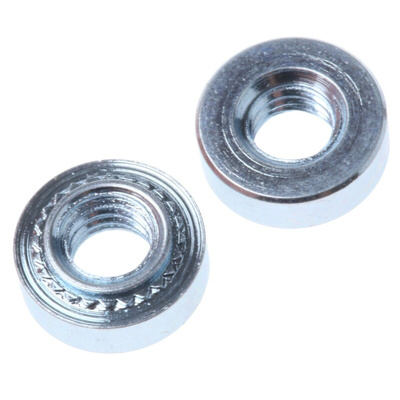 RS PRO Clear Passivated, Zinc Steel Clinch Nut, M4