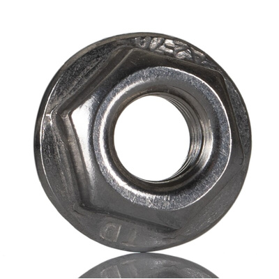 RS PRO, Plain Stainless Steel Flanged Hex Nut, DIN 6923, M6