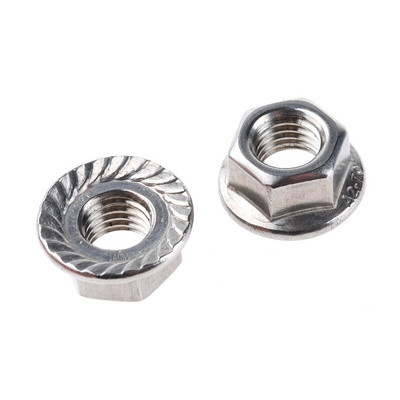 RS PRO, Plain Stainless Steel Flanged Hex Nut, DIN 6923, M10