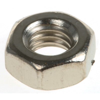 RS PRO, Nickel Plated Brass Hex Nut, DIN 934, M4