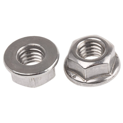 RS PRO, Plain Stainless Steel Flanged Hex Nut, DIN 6923, M8