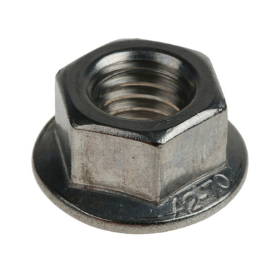 RS PRO, Plain Stainless Steel Flanged Hex Nut, DIN 6923, M12