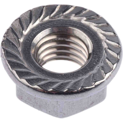 RS PRO, Plain Stainless Steel Flanged Hex Nut, DIN 6923, M8