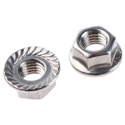 RS PRO, Plain Stainless Steel Flanged Hex Nut, DIN 6923, M10