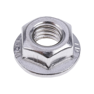 RS PRO, Plain Stainless Steel Flanged Hex Nut, DIN 6923, M6