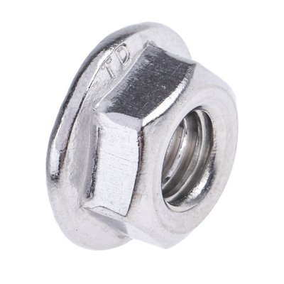 RS PRO, Plain Stainless Steel Flanged Hex Nut, DIN 6923, M6
