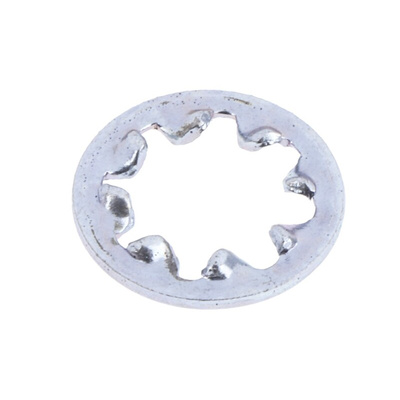 Bright Zinc Plated Steel Internal Tooth Shakeproof Washer, M4