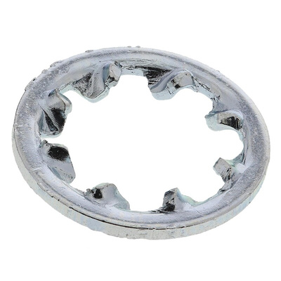 Bright Zinc Plated Steel Internal Tooth Shakeproof Washer, M6, DIN 6797J