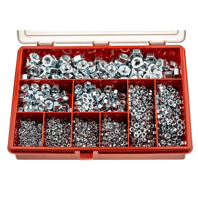 RS PRO Steel Hex Full Nuts Box, 2140 Pieces