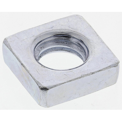 RS PRO M6 10mm Steel Square Nuts, Bright Zinc Plated Finish