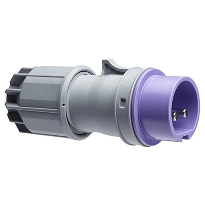 ABB IP44 Purple Cable Mount 2P Industrial Power Plug, Rated At 16.0A