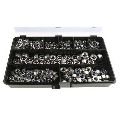 RS PRO Stainless Steel Self Locking Nuts Box, 545 Pieces
