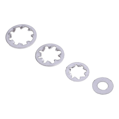 RS PRO 2700 piece Stainless Steel Internal Tooth, Plain, Spring Washers A2 304