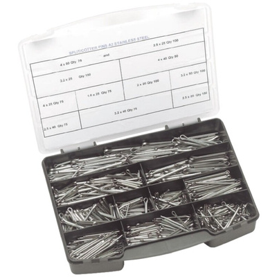 1025 piece Plain Stainless Steel Metric Cotter Pin Kit A2 304