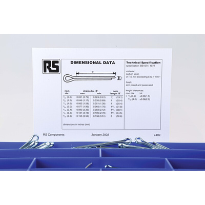 RS PRO Bright Zinc Plated Steel Split Pin