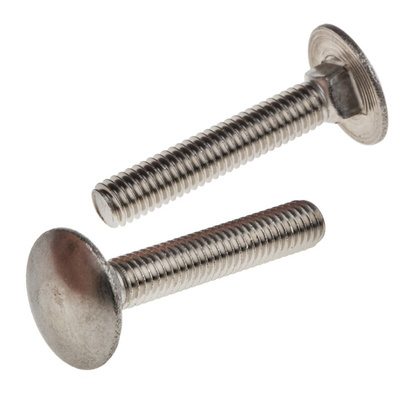 Plain Stainless Steel Coach Bolt, M6 x 35mm